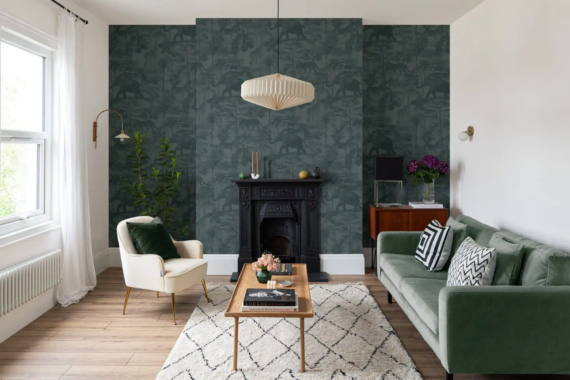 Residential wallpaper installation in a Chicago home