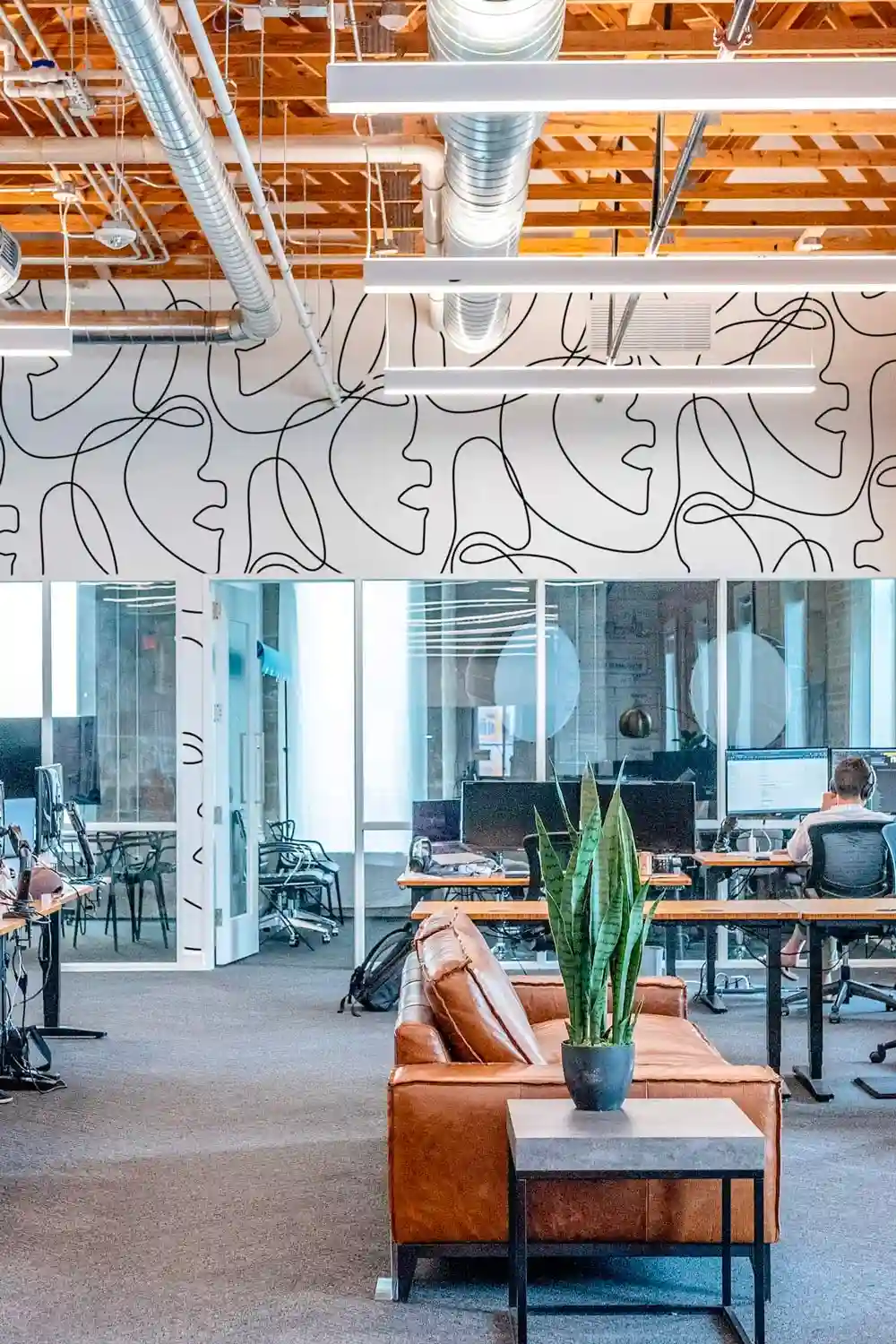 Large-format wallcovering in a Chicago event space